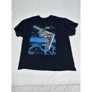 Blackbird B2 Shirt Mens XL Black Blue Red Fighter Jet Stealth Bomber Plane B24